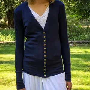 Long-Sleeve Snap Cardigan (Navy)